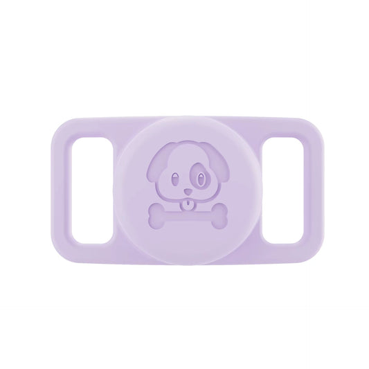 Purple Pawfetchers waterproof AirTag holder for dog collars