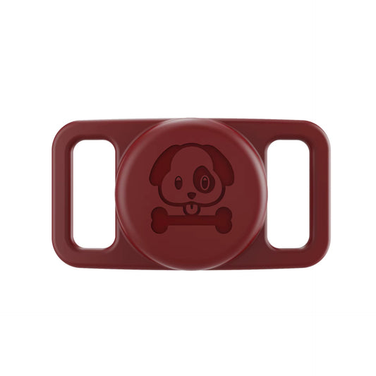 Maroon Pawfetchers waterproof AirTag holder for dog collars