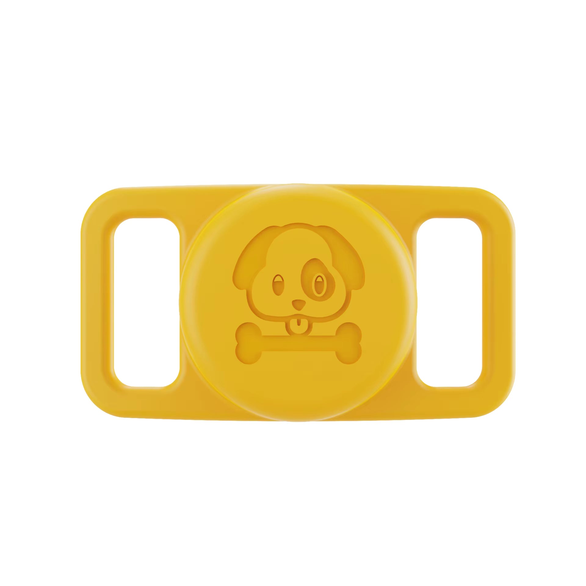 Yellow waterproof AirTag dog collar holder silicone pet tracker Australia