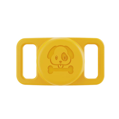 Yellow waterproof AirTag dog collar holder silicone pet tracker Australia