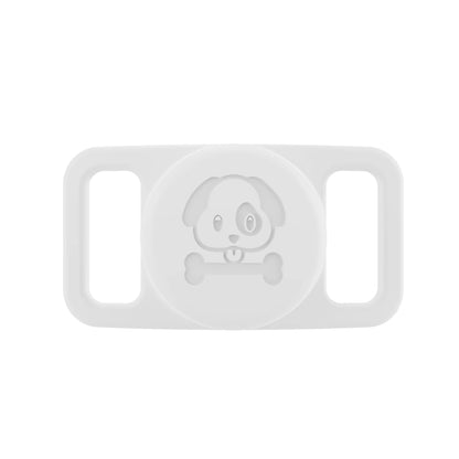 White waterproof AirTag dog collar holder silicone pet tracker Australia